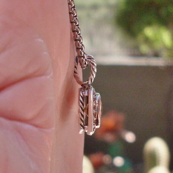Retired David Yurman Albion Orange Citrine & Diamond Pendant w/Chain - 925 - Picture 4 of 10